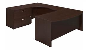 U Shaped Desks Bush Furnishings 72in W x 36in D Left Hand Bowfront U-Station Desk Shell with Lateral File
