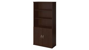 Bookcases Bush Furnishings 36in W 5 Shelf Bookcase with Doors