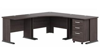 Corner Desks Bush Furnishings 83in W Large Corner Desk with Assembled 3 Drawer Mobile File Cabinet