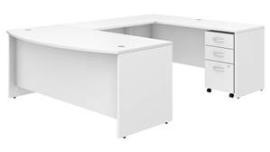U Shaped Desks Bush Furnishings 72in W x 36in D U-Shaped Desk with Assembled Mobile File Cabinet