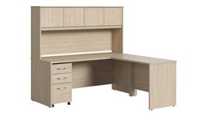 Executive Desks Bush Furnishings 72in W x 30in D L-Shaped Desk with Hutch, 42in W Return and Assembled Mobile File Cabinet