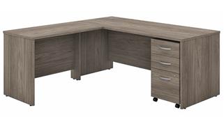 Executive Desks Bush Furnishings 72in W x 30in D L-Shaped Desk with 42in W Return and Assembled Mobile File Cabinet