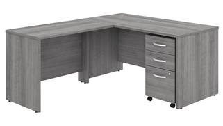 Executive Desks Bush Furnishings 60in W x 30in D L-Shaped Desk with 42in W Return and Assembled Mobile File Cabinet