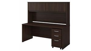Executive Desks Bush Furnishings 72in W x 30in D Office Desk with Hutch and Assembled Mobile File Cabinet