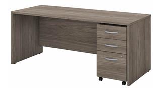 Executive Desks Bush Furnishings 72in W x 30in D Office Desk with Assembled Mobile File Cabinet