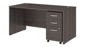 Executive Desks Bush Furnishings 60in W x 30in D Office Desk with Assembled Mobile File Cabinet