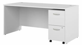 Computer Desks Bush Furnishings 66in W x 30in D Office Desk with Assembled 2 Drawer Mobile File Cabinet