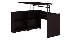 Adjustable Height Desks & Tables Bush Furnishings 52" W 3 Position Sit to Stand Corner Bookshelf Desk
