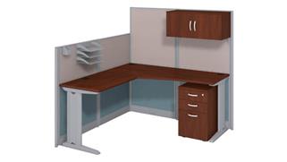 Workstations & Cubicles Bush Furnishings 65in W L-Shaped Cubicle Desk with Storage, Drawers, and Organizers
