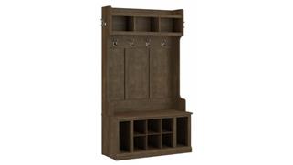 Coat Racks & Hall Trees Bush Furnishings 40in W Hall Tree and Shoe Storage Bench with Shelves