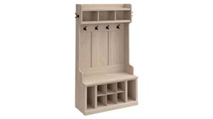 Hall Trees Bush Furnishings 40in W Hall Tree and Shoe Storage Bench with Shelves
