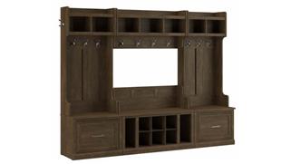 Benches Bush Furnishings Full Entryway Storage Set with Coat Rack and Shoe Bench with Drawers