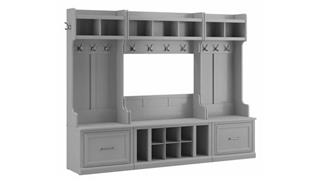 Benches Bush Furnishings Full Entryway Storage Set with Coat Rack and Shoe Bench with Drawers