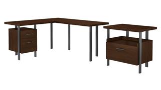 L Shaped Desks Bush 60in W L-Shaped Desk with Lateral File Cabinet