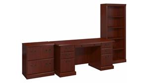 Executive Desks Bush 66in W Managers Desk, Lateral File Cabinet and Bookcase