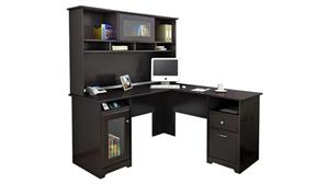 L Shaped Desks Bush 60in W L-Shaped Computer Desk with Hutch