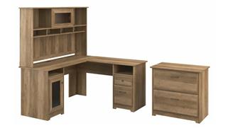 L Shaped Desks Bush 60in W L-Shaped Computer Desk with Hutch and Lateral File Cabinet