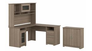 L Shaped Desks Bush 60in W L-Shaped Desk with Hutch and Small Storage Cabinet