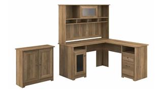 L Shaped Desks Bush 60in W L-Shaped Desk with Hutch and Small Storage Cabinet