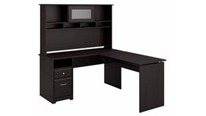 Adjustable Height Desks & Tables Bush 60" W 3 Position L-Shaped Sit to Stand Desk with Hutch