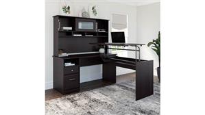 Adjustable Height Desks & Tables Bush 60" W 3 Position L Shaped Sit to Stand Desk with Hutch