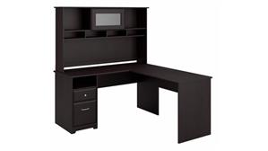 L Shaped Desks Bush 60in W L-Shaped Computer Desk with Hutch and Drawers