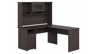 L Shaped Desks Bush 60" W L-Shaped Computer Desk with Hutch and Drawers