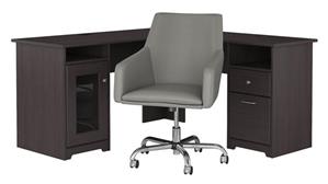 L Shaped Desks Bush 60" W L-Shaped Desk with Mid Back Leather Box Chair