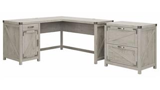 L Shaped Desks Bush 60in W L-Shaped Desk with 2 Drawer Lateral File Cabinet