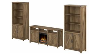 Electric Fireplaces Bush Electric Fireplace TV Stand for 70in TV with (Set of 2) 5 Shelf Bookcases with Doors