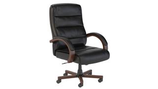 Office Chairs Bush High Back Leather Executive Office Chair with Wood Arms