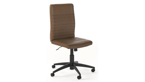 Office Chairs Bush Mid Back Ribbed Leather Office Chair