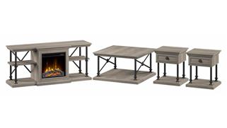 Electric Fireplaces Bush 60in W Electric Fireplace TV Stand with Coffee Table and End Tables