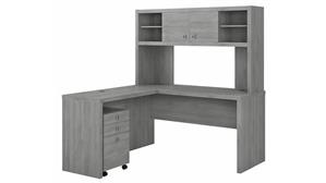 L Shaped Desks Bush L-Shaped Desk with Hutch and Mobile File Cabinet