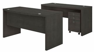 Office Credenzas Bush Bow Front Desk and Credenza with Mobile File Cabinet