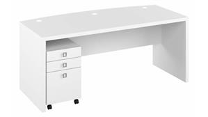 Executive Desks Bush 72" W Bow Front Desk with 3 Drawer Mobile Pedestal