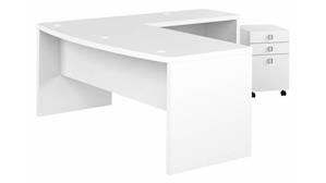 L Shaped Desks Bush 72in W Bow Front L-Shaped Desk with 3 Drawer Mobile File Cabinet