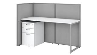 Workstations & Cubicles Bush 60" W Straight Desk Open Office with 3 Drawer Mobile Pedestal and 45"H Panels