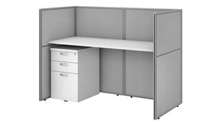 Workstations & Cubicles Bush 60in W Straight Desk Closed Office with 45in H Panels and 3 Drawer Mobile Pedestal