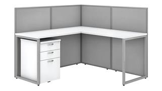 Workstations & Cubicles Bush 60in W L-Shaped Open Cubicle Desk with 3 Drawer Mobile File Cabinet and 45in H Panels