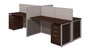Workstations & Cubicles Bush 60in W 4 Person Straight Desk Open Office with 3 Drawer Mobile Pedestals