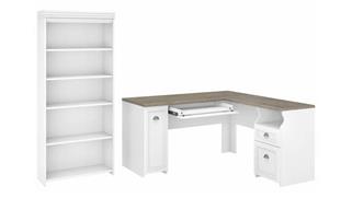 L Shaped Desks Bush 60in W L-Shaped Desk with 5 Shelf Bookcase