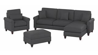 Sectional Sofas Bush 102in W Sectional Couch with Reversible Chaise Lounge, Accent Chair, and Ottoman