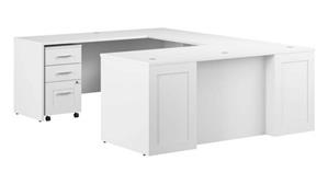 U Shaped Desks Bush 72in W x 30in D U-Shaped Desk with 3 Drawer Mobile File Cabinet