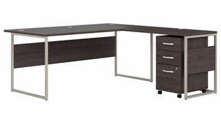 L Shaped Desks Bush 72in W x 36in D L-Shaped Table Desk with Assembled 3 Drawer Mobile File Cabinet