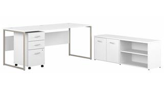 Computer Desks Bush 72in W x 30in D Computer Table Desk with Storage and Assembled Mobile File Cabinet