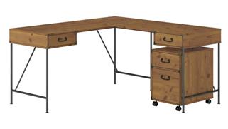 L Shaped Desks Bush 60" W L-Shaped Writing Desk with 2 Drawer Mobile File Cabinet