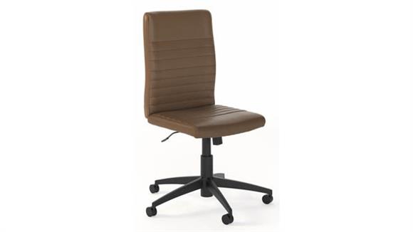 Office Chairs Bush Mid Back Ribbed Leather Office Chair