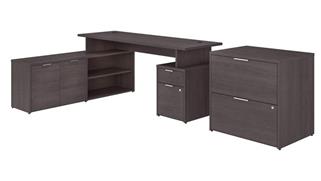 L Shaped Desks Bush 72" W L-Shaped Desk with Drawers and Lateral File Cabinet