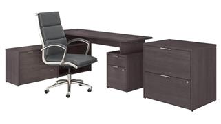 L Shaped Desks Bush 72" W L-Shaped Desk with Lateral File Cabinet and High Back Office Chair